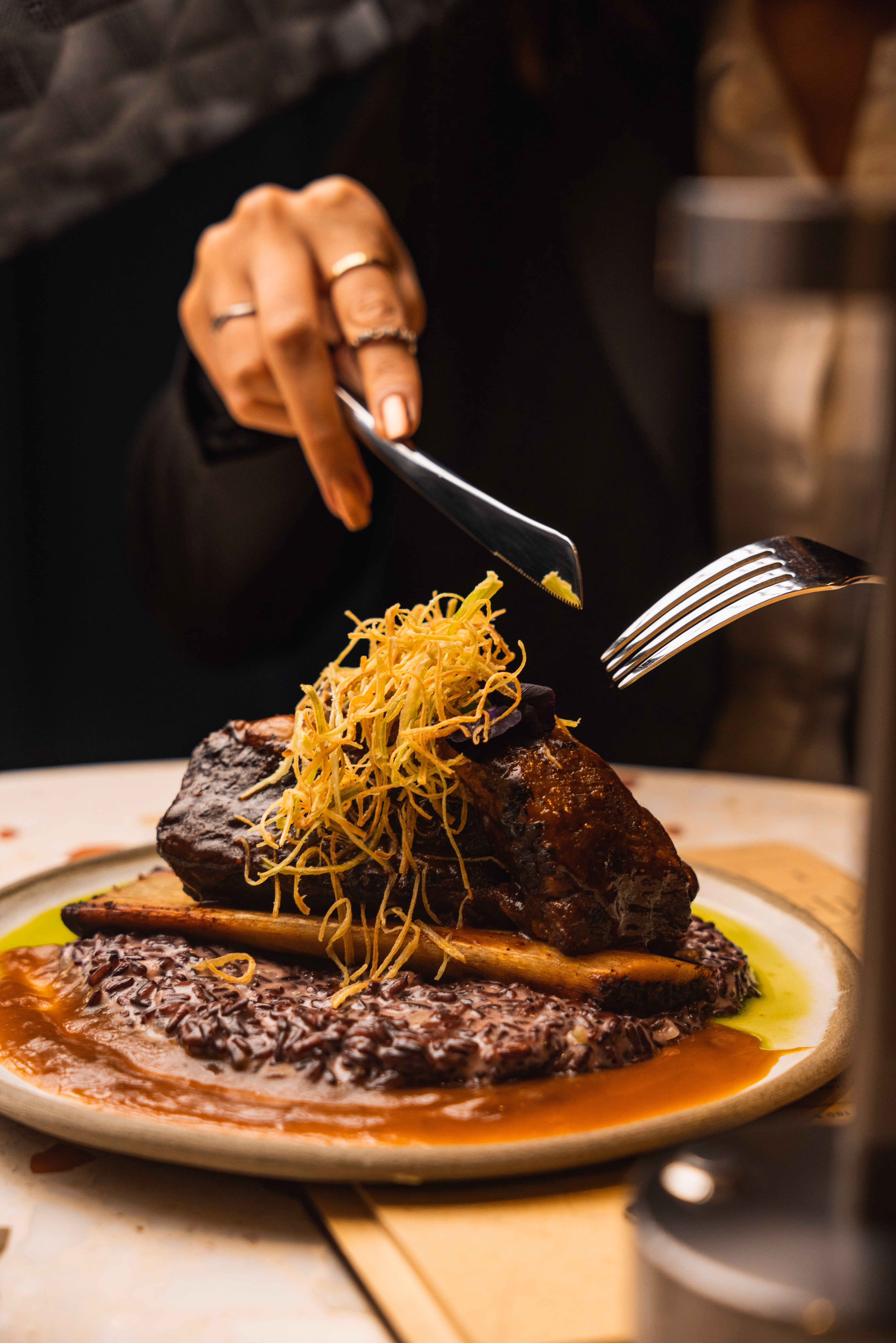 Chef plating a fine dining course